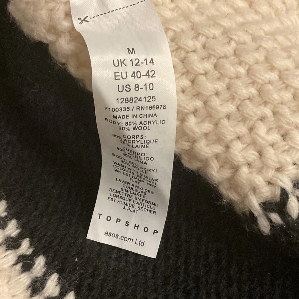 Topshop Monochrome Striped Sweater, Size M
